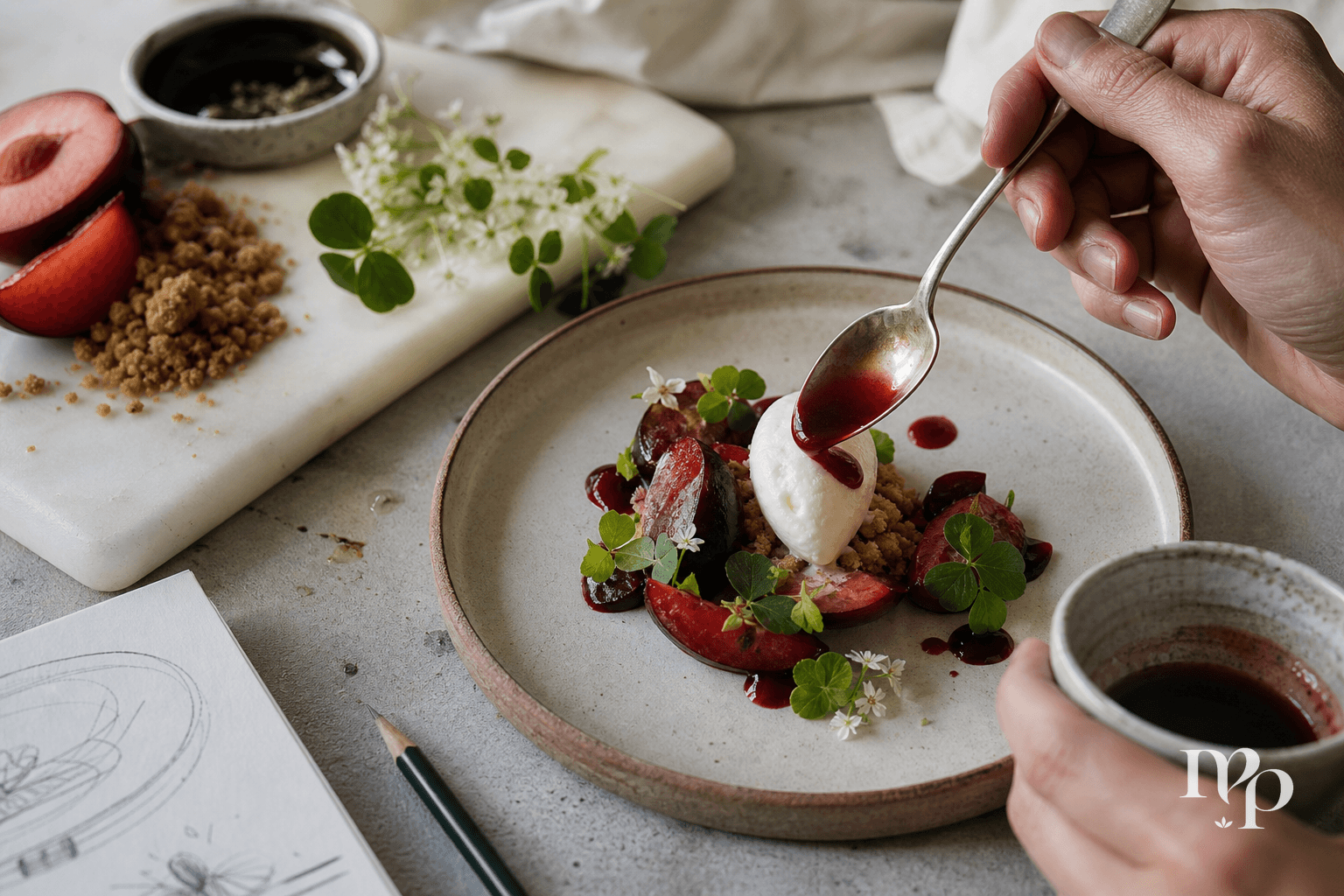 Editorial dessert menu design image for Why less sugar can create more flavor